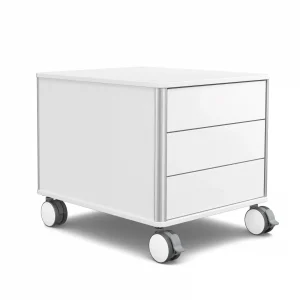 moll C6 Rollcontainer weiß - Aluprofil Farbe silber- Schubladendekor weiß