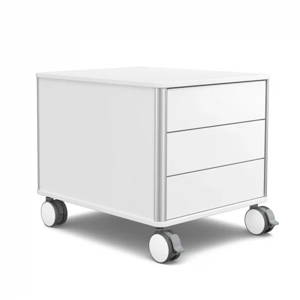 moll C6 Rollcontainer weiß - Aluprofil Farbe silber- Schubladendekor weiß