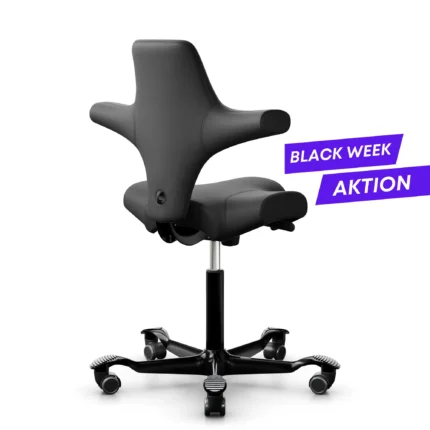 HAG Capisco 8106 ergonomischer Bürostuhl mit Sattelsitz aus Semi-Anilinleder schwarz