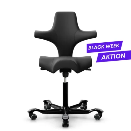 HAG Capisco 8106 ergonomischer Bürostuhl mit Sattelsitz aus Semi-Anilinleder schwarz